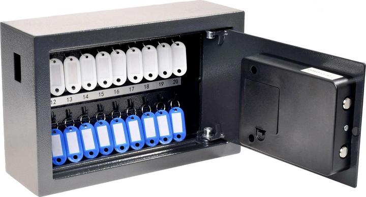 pavo Advanced Schlüsseltresor grau mit 20 Haken Elektronikschloss