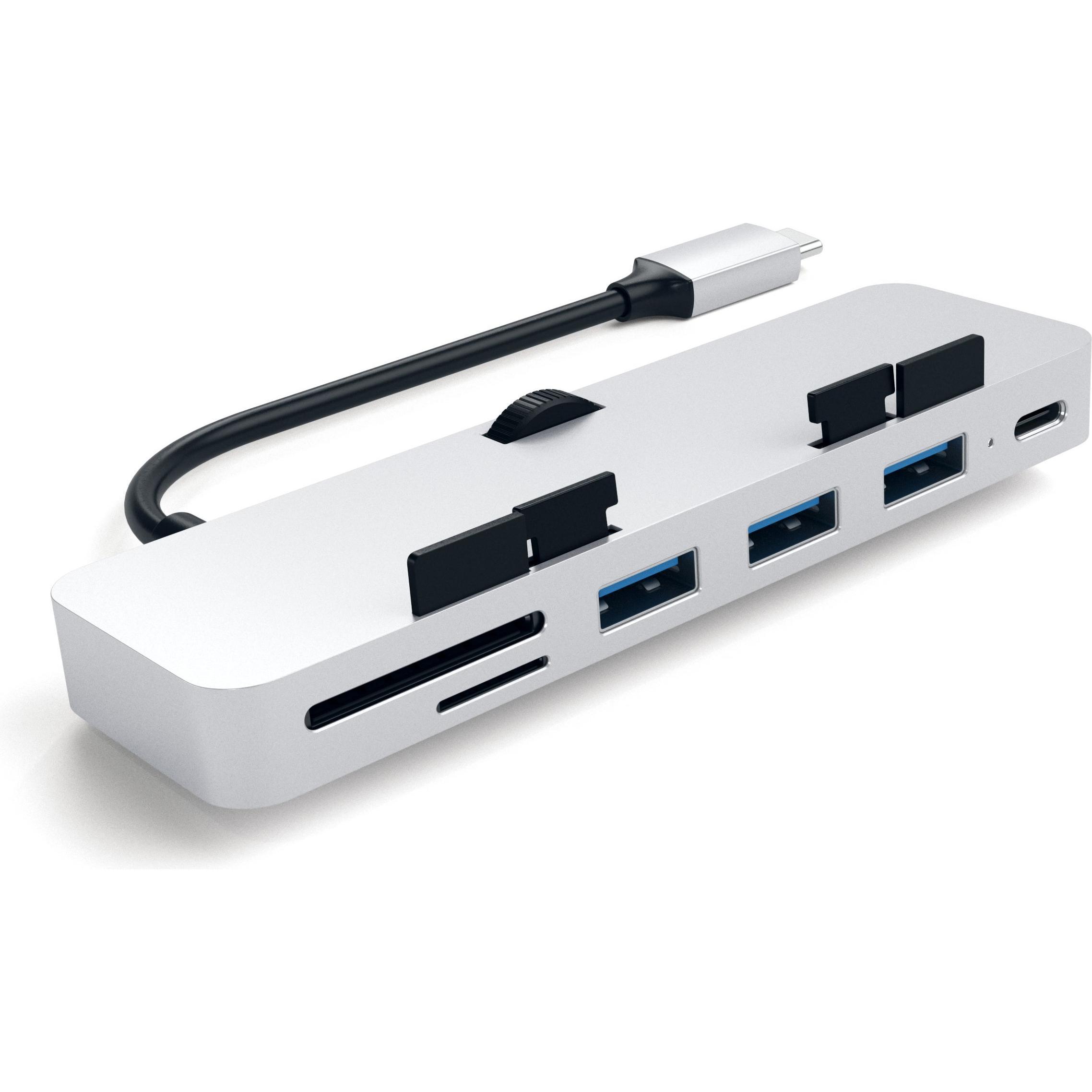 Satechi Clamp Hub Pro (USB-C, 5 Ports), Dockingstation + USB Hub, Silber