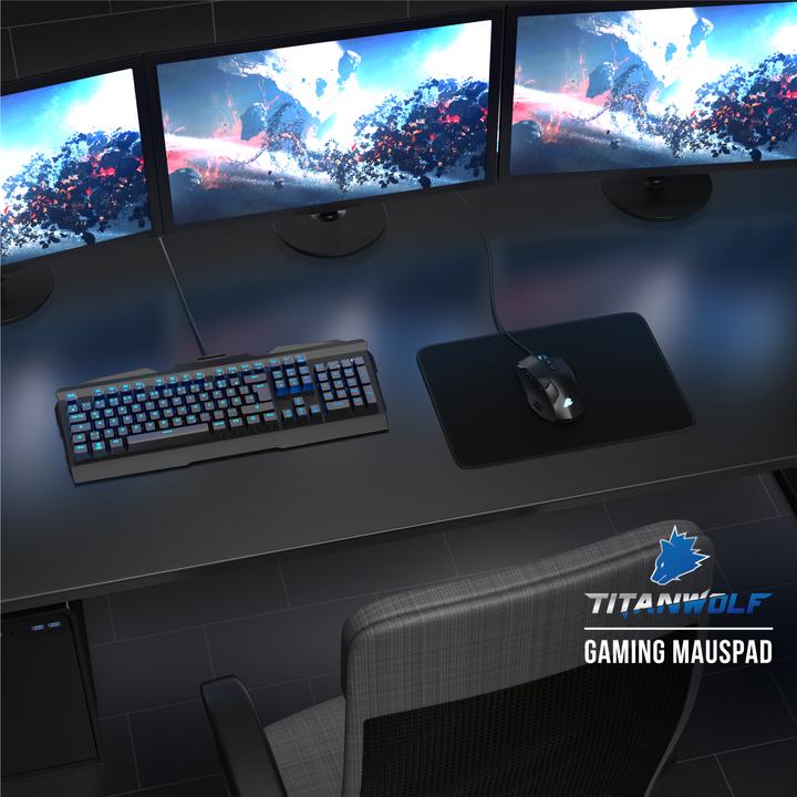 Produktbild Titanwolf Gaming Mauspad, Speed Gaming Mausmatte 280 x 200mm, Mousepad mit gummierter Rückseite, schwarz