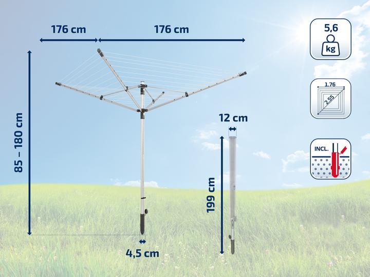 Produktbild Leifheit Wäscheschirm LinoLift 500 schwarz (50 m)