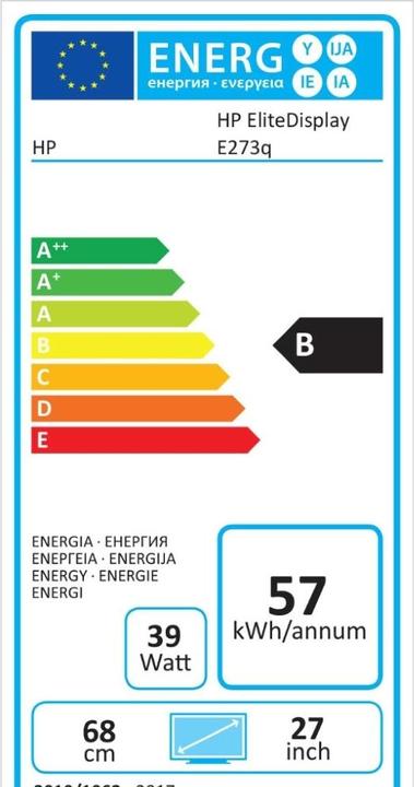 Energie-Label Auctionline.ch HP EliteDisplay E273q (27", 2560 x 1440 Pixel)