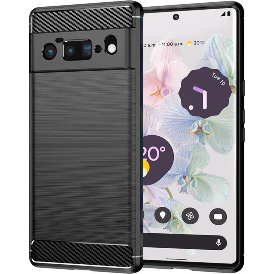 Techsuit - Carbon Silicone - Google Pixel 6 Pro - Black (Google Pixel 6 Pro), Cover smartphone, Nero