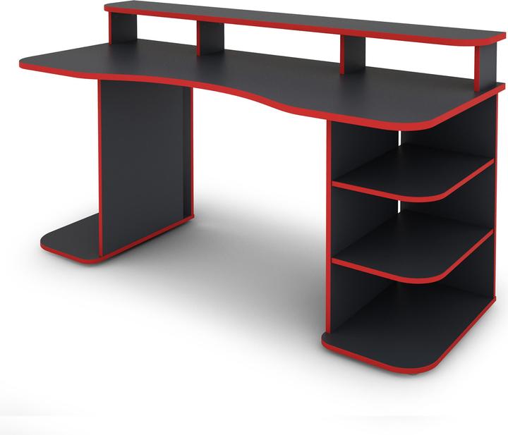 Produktbild Homexperts FLYNN Schreibtisch Breite 160 cm, anthrazit mit roter Kante