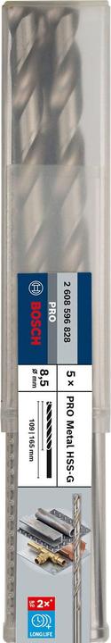 Produktbild Bosch Professional Zubehör PRO Metal HSS-G Spiralbohrer, 8,5 x 109 x 165 mm (8.5 mm)