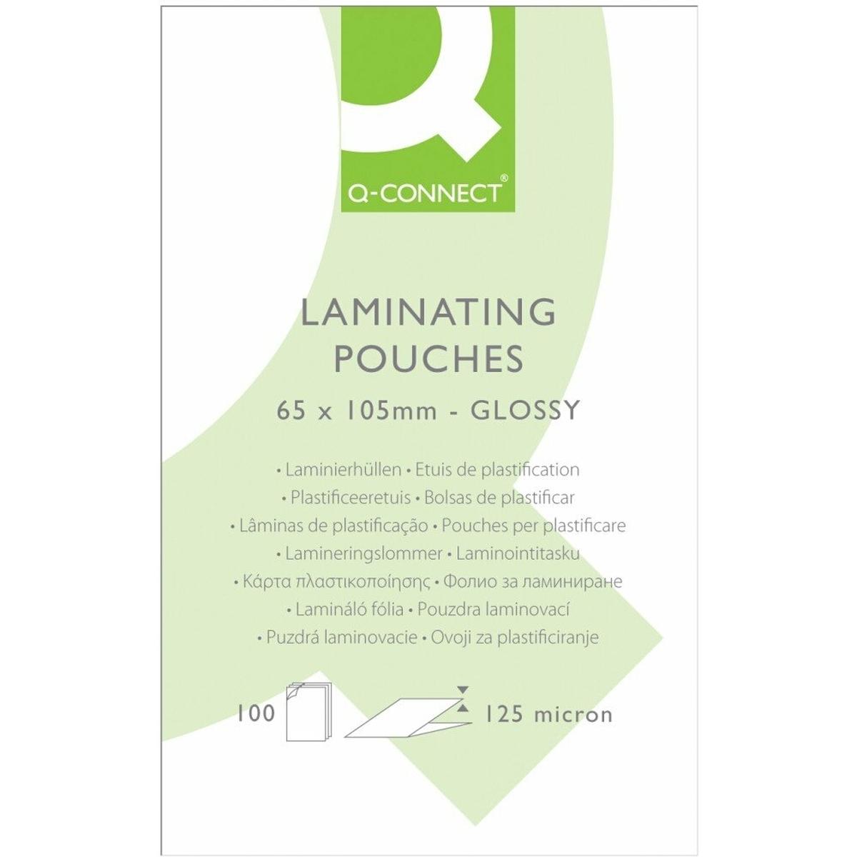 Q-Connect, Laminierfolie, Folientaschen für Laminatoren (65 x 105 mm, 100 Stück, 125 µm)