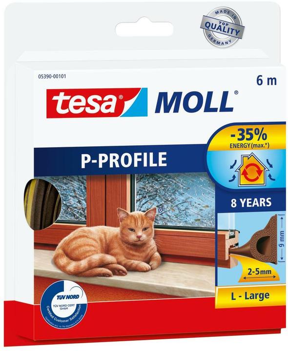 tesa tesamoll CLASSIC Profilé P Joint de fenêtre, joint en caoutchouc pour l'isolation