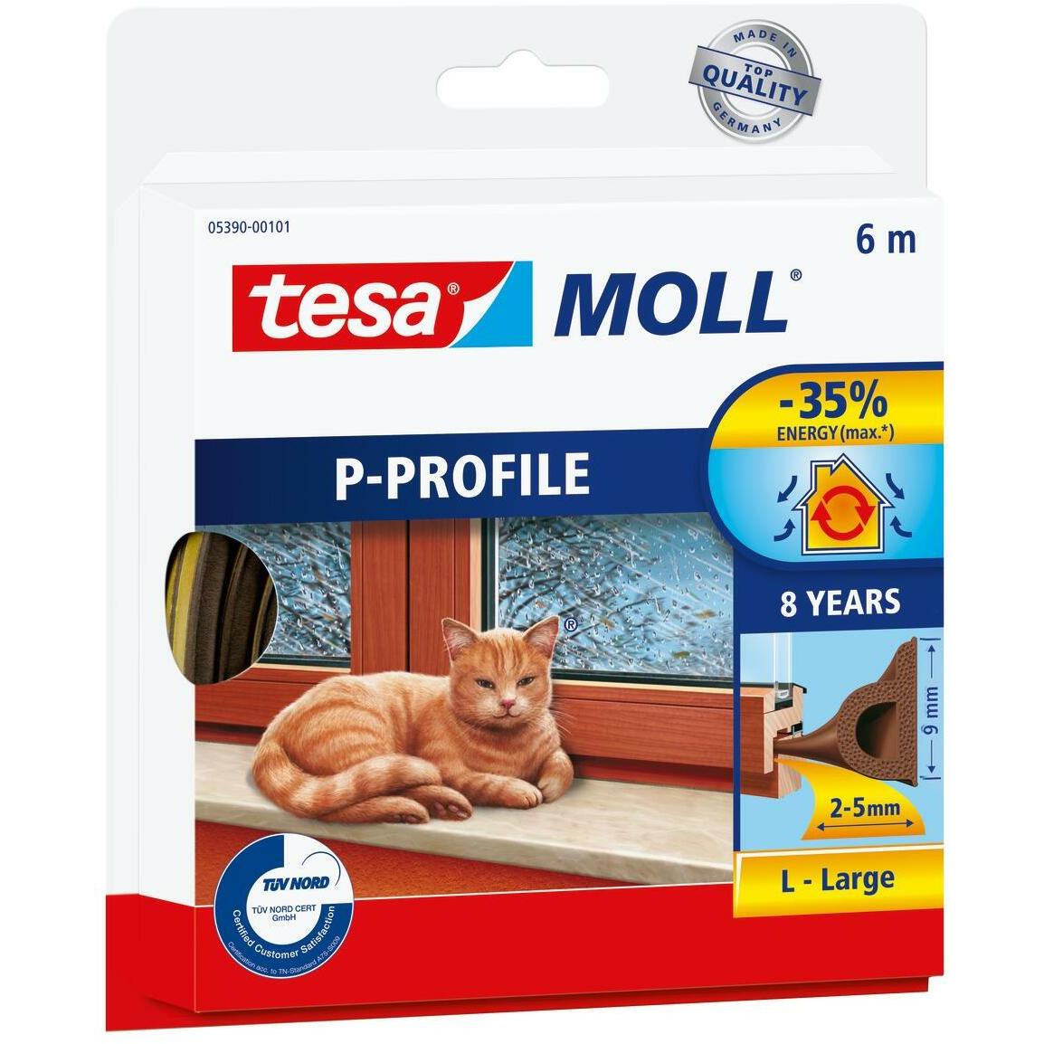tesa, Türdichtung, tesamoll CLASSIC P-Profil Fensterdichtung, Gummidichtung zum Isolieren