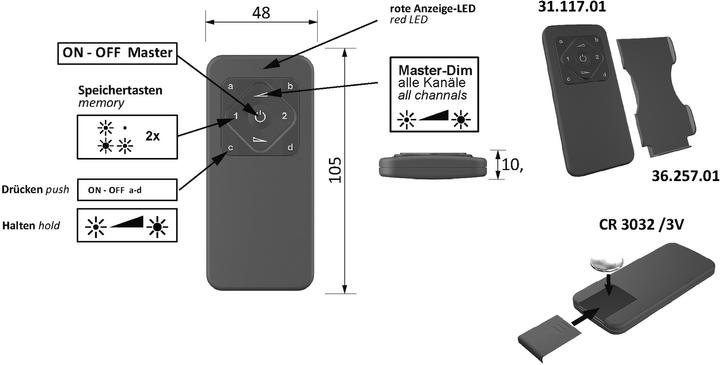 Productafbeelding Halemeier Draadloze afstandsbediening 4-Mitter Smart 12 / 24 V (Radiofrequentie (RF))