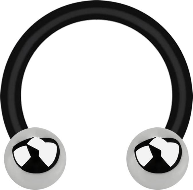 Actual product image Star Piercing Micro Circular Barbell schwarz mit zwei Kugeln silber (Titanium, without brass)