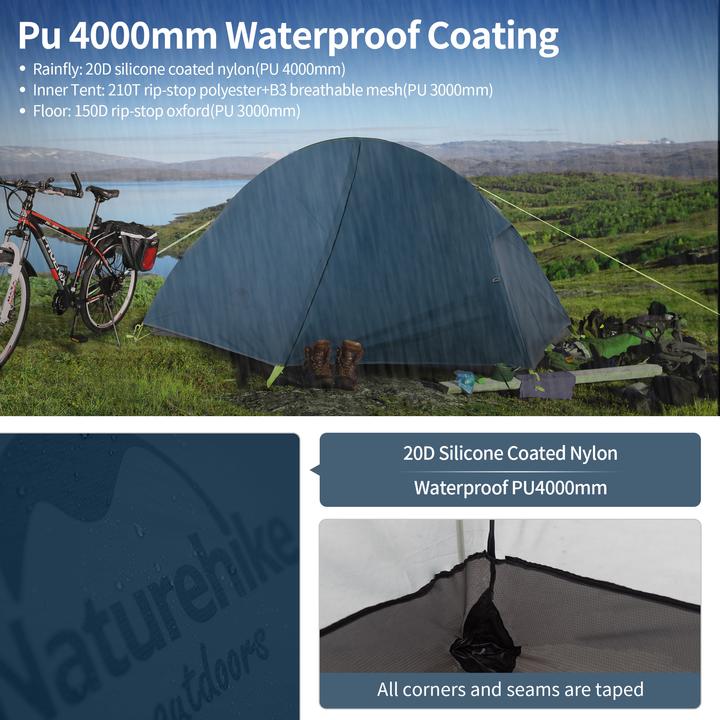 Image du produit Naturehike cycling Ultralight 1 man tent + mats 20D Forest navy blue + mats (1 personne)