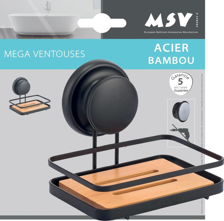 Image du produit MSV Porte-savon A fixer noir mat Bambou mega