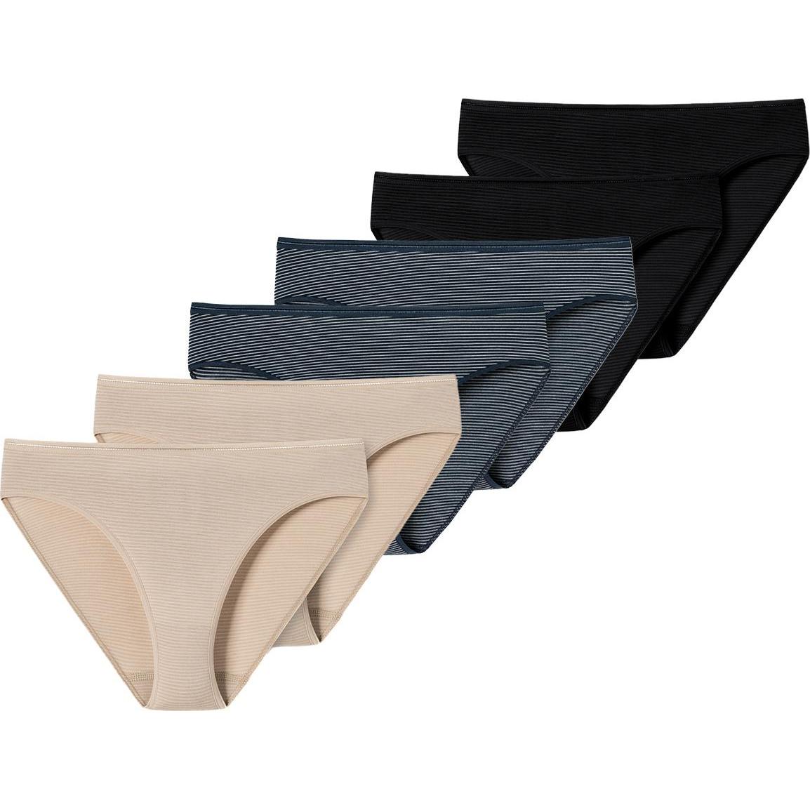 Schiesser, Damen, Unterhosen, 6er Pack Modal Essentials Tai Slip, Schwarz, (42, 6er Pack)