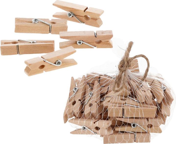 Image du produit Natura Punto 32 pinces à linge en bois de pin dans un filet