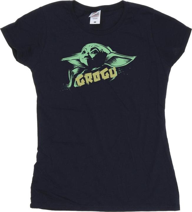 Actual product image Star Wars Womens/Ladies The Mandalorian Grogu The Child Splat Cotton T-Shirt (XL)
