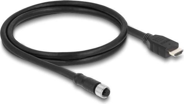 Produktbild Delock M12 Kabel A-kodiert 17 Pin Buchse zu HDMI Stecker 1 m schwarz (1 m, HDMI)