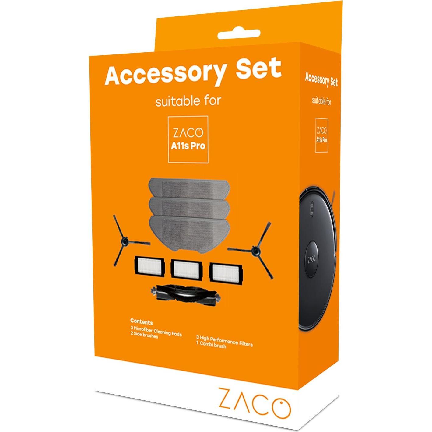 Zaco Zubehör-Set für A11S PRO 2x Seitenbürsten, 1x Kombibürste, Staubsauger Zubehör