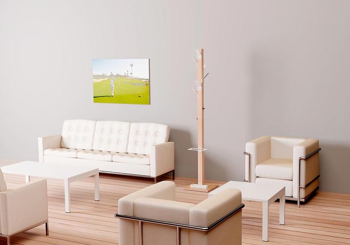 Actual product image Paperflow Coat stand, solid wood, with umbrella stand and drip tray, green head.