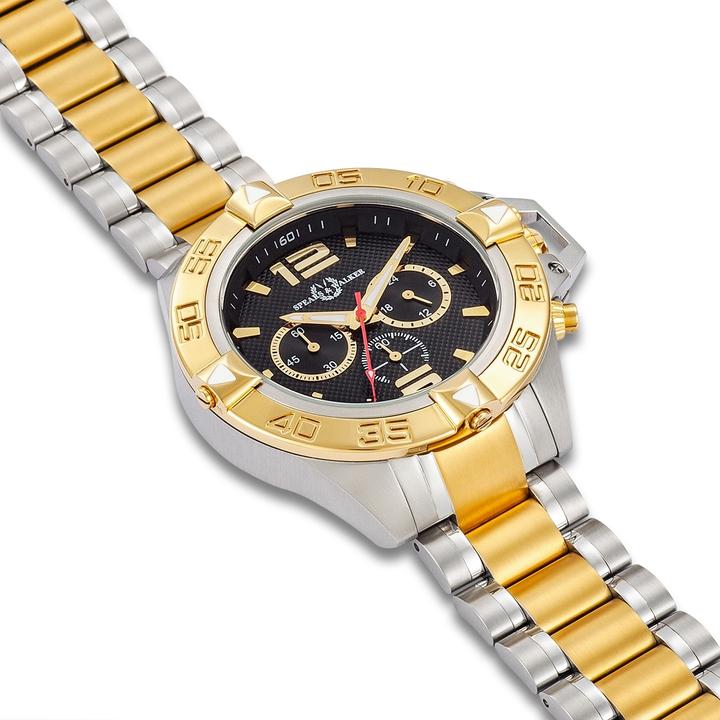 Image du produit Spears & Walker Montre à quartz pour homme Varus II en acier inoxydable argenté/or jaune - 23244 (Chronographe, 50 mm)