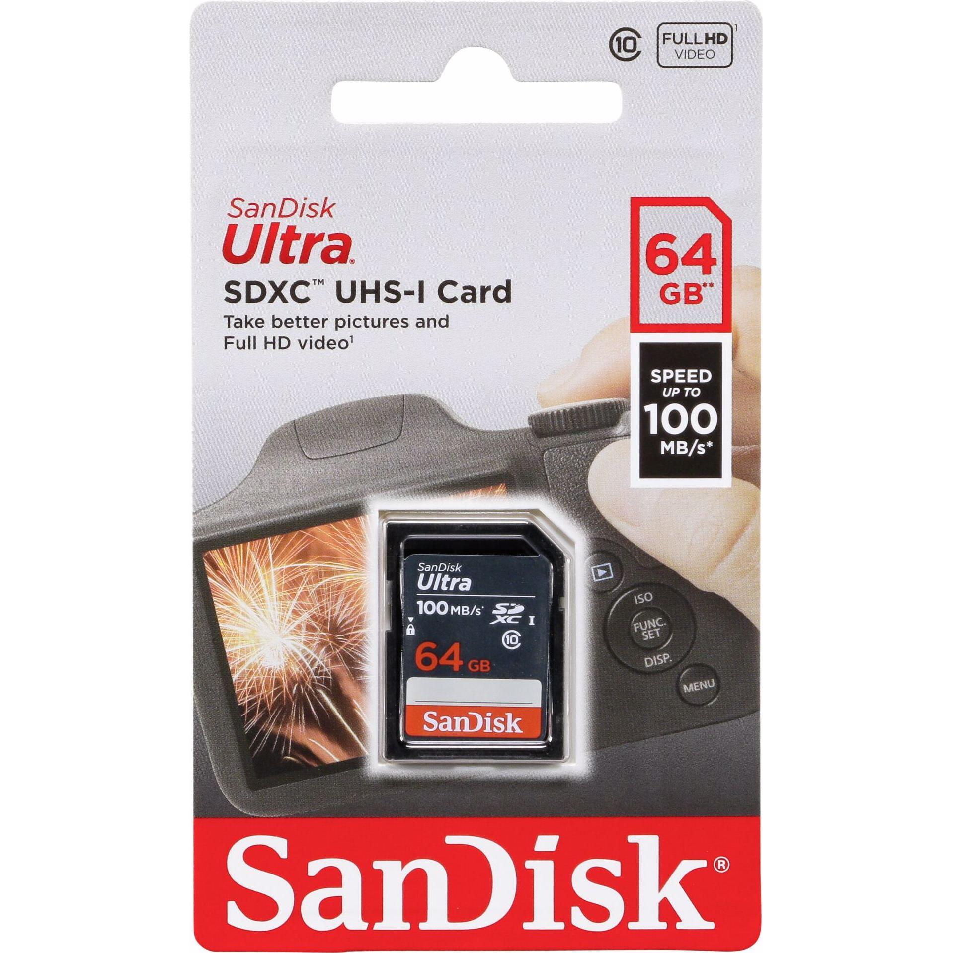 SANDISK Ultra (64 GB, SDXC, U1, UHS-I), Scheda di memoria, Nero