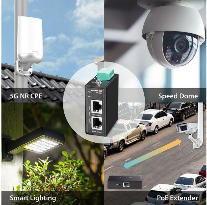 Actual product image edimax Industrie 2.5 Gigabit 90W PoE++ DIN-Rail Injektor (802.3af (PoE), 802.3at (PoE+), 802.3bt (PoE++), 90 W)