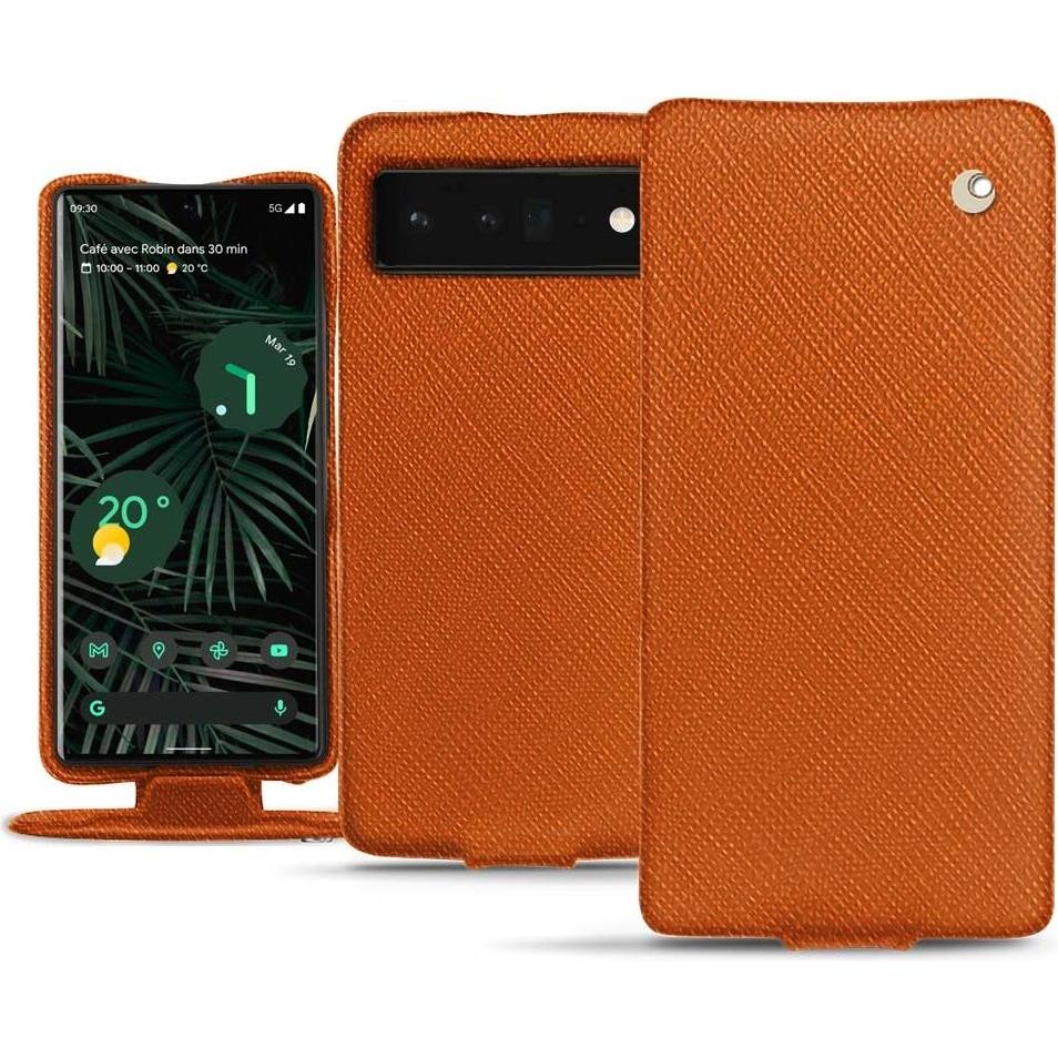 Noreve Lederschutzhülle vertikal (Google Pixel 6 Pro), Smartphone Hülle, Orange