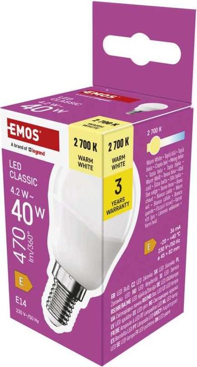 Produktbild Emos LED Lampe Classic Mini Globe / E14 / 4,2 W (40 W) / 470 lm / Warmweiss (E14, 470 lm, 1 x)