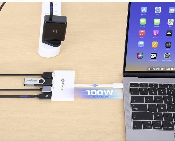 Produktbild Manhattan 3-Port USB 3.2 Gen 1 Typ-C Hub mit Power Delivery (USB-C, 4 Ports)