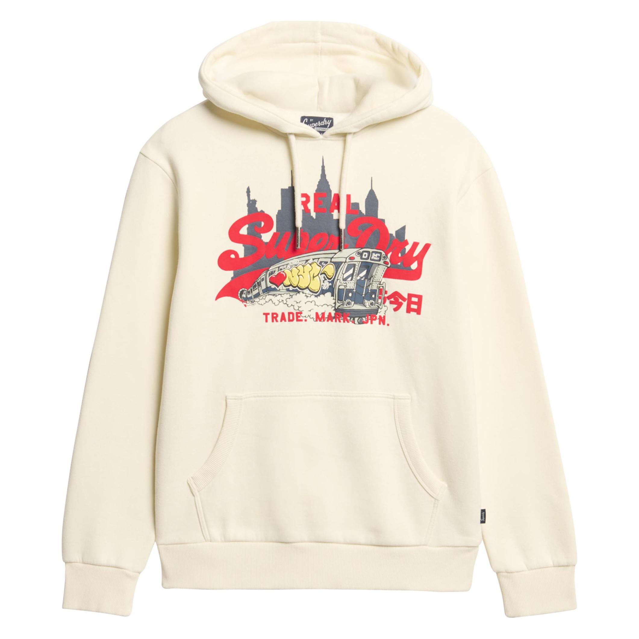 Superdry, Herren, Pullover, Hoodie Mit New York Grafik Und Vintage-Logo, Weiss, (Xl)