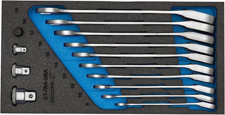 Gedore 1500 CT1-7 URA Jeu de clés à fourche à cliquet réversible dans le module Check-Tool (10 mm, 12 mm, 13 mm, 14 mm, 15 mm, 16 mm, 17 mm, 18 mm, 19 mm, 8 mm)