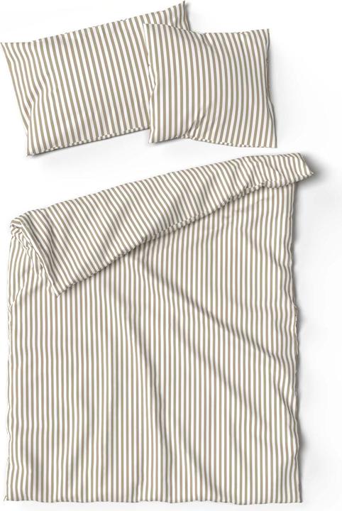 Image du produit Lotus Bettwaren Literie Bambus rayures greige (Taie d'oreiller, 65 x 100 cm)