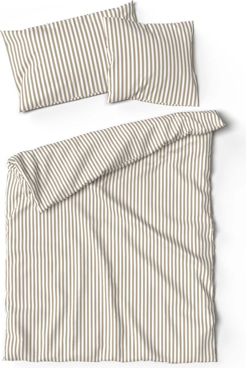 Immagine prodotto Lotus Bettwaren Biancheria da letto bambù a righe greige (Copricuscino, 65 x 100 cm)
