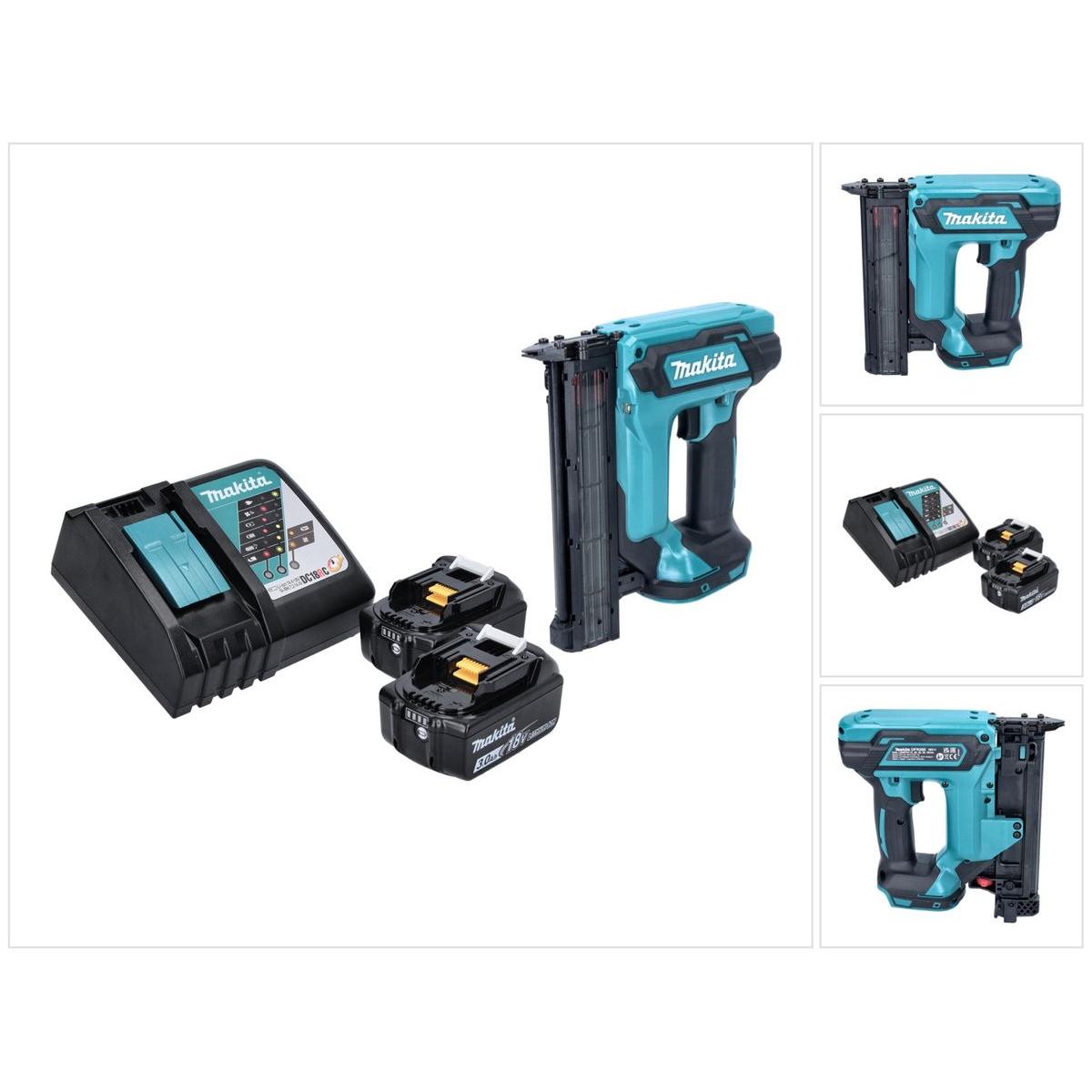 Makita, Tacker + Nagelpistole, DFN 350 RF Akku Stauchkopfnagler 18 V 15 - 35 mm + 2x Akku 3,0 Ah + Ladegerät
