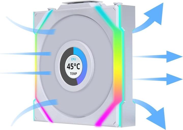 Produktbild Lian-Li UNI FAN SL Wireless LCD Lüfter, ARGB, PWM, 3er-Pack inkl. Controller - 120 mm, weiss (120 mm, 3x)