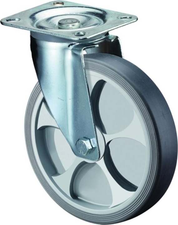 Actual product image BS Rollen Swivel castor Wheel Ø 100 mm Load capacity 110 kg thermoplastic Plastic plate L104xW80 mm