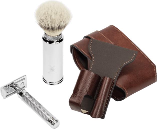 Produktbild Mühle Reiserasierset - braun, Florentiner Lederarbeit, Rasierpinsel (31M2