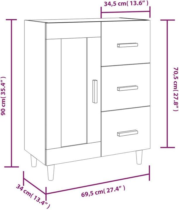Image du produit vidaXL Sideboard (69.50 x 69.50 x 90 cm)