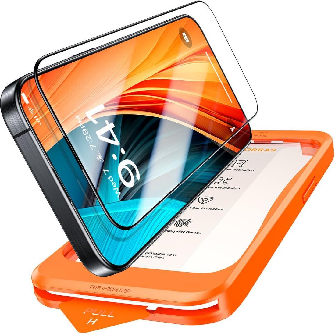 Torras Install Master (1 Stück, Apple iPhone 16 Pro), Smartphone Schutzfolie, Transparent