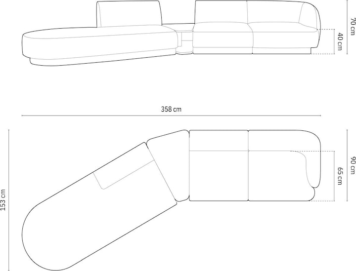 358 x 153 x 70 cm