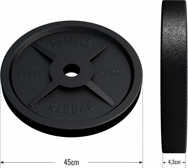 Produktbild Gorilla Sports Hantelscheibe 50/51mm 25 kg (1 x 25 kg)