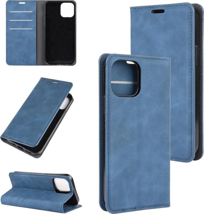 Produktbild Cover-Discount iPhone 12 / 12 Pro - Seidige Stand Flip Case Hülle dunkelblau (Apple iPhone 12, Apple iPhone 12 Pro)