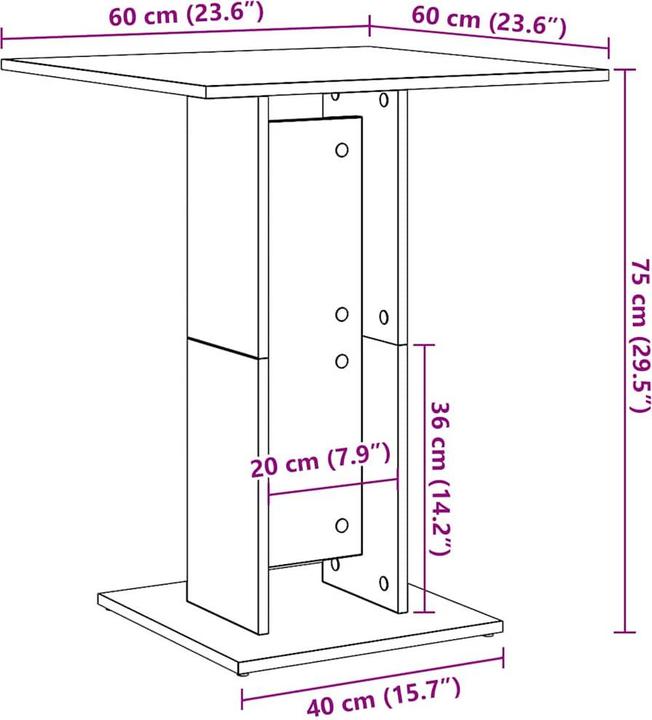 Produktbild vidaXL Bistrotisch (60 x 60 x 75 cm)