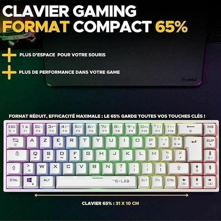 Actual product image The G-Lab Clavier Gamer mécanique sans fil Keyz Titanium TKL RGB (Blanc) (FR, Wireless)