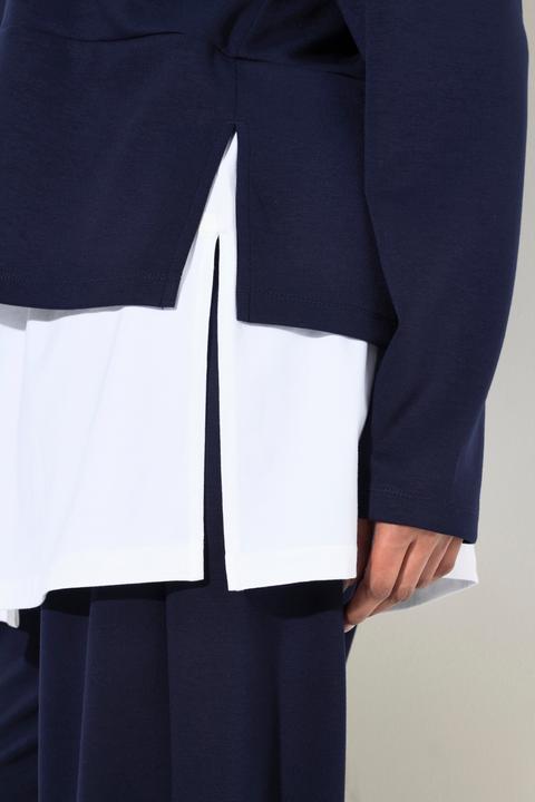 Produktbild Ulla Popken Sweatshirt, Bluseneinsatz, V-Ausschnitt, Langarm (42, 44)