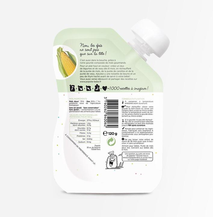 Actual product image Popote Quetschie Mais BIO (120 g)