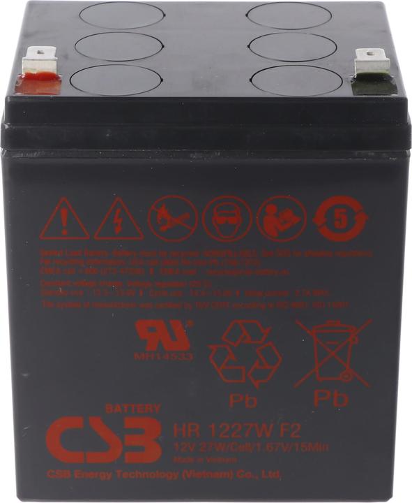 Produktbild CSB HR1227WF2 12 Volt AGM Bleiakku 2,25Ah 27Wh 90x70x106mm Faston 6,3mm Hochstromfest (12V)