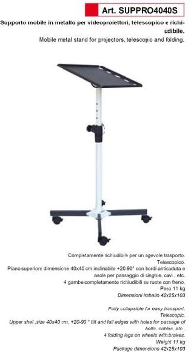 Immagine prodotto OMB Supporto per beamer nero/bianco, capacità di carico 20 kg