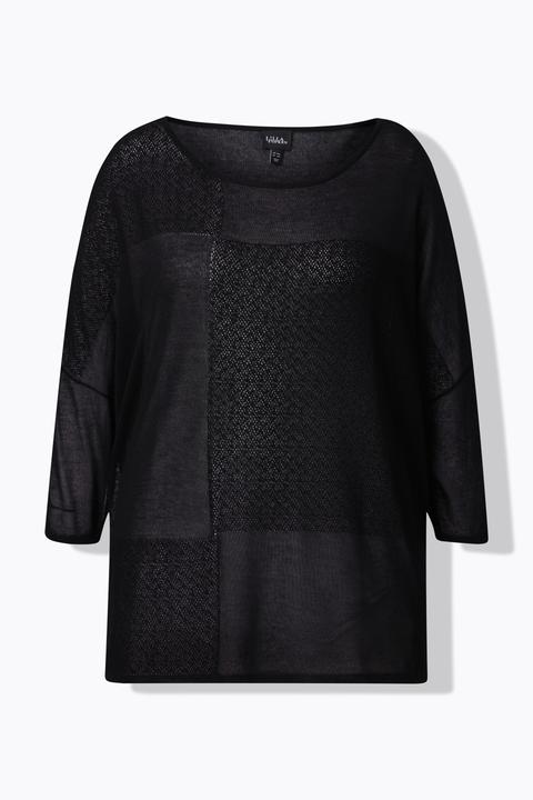 Produktbild Ulla Popken Pullover, Karostruktur, oversized, Rundhals, Halbarm (46, 48)