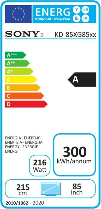 Energie-Label Sony KD85XG8596 (85", LCD, 4K, 2019)