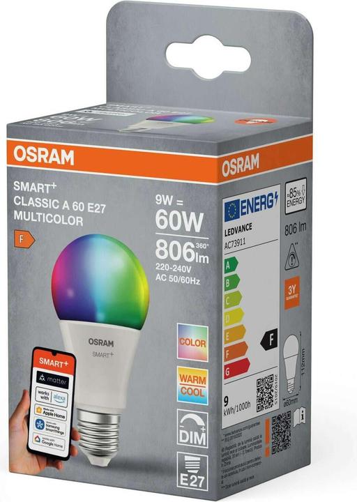Produktbild Osram SMART+ MATTER CLASSIC shapes Multicolor 9W 827...865 Multicolor E27 SINGLE PACK (E27, 806 lm, 1x)