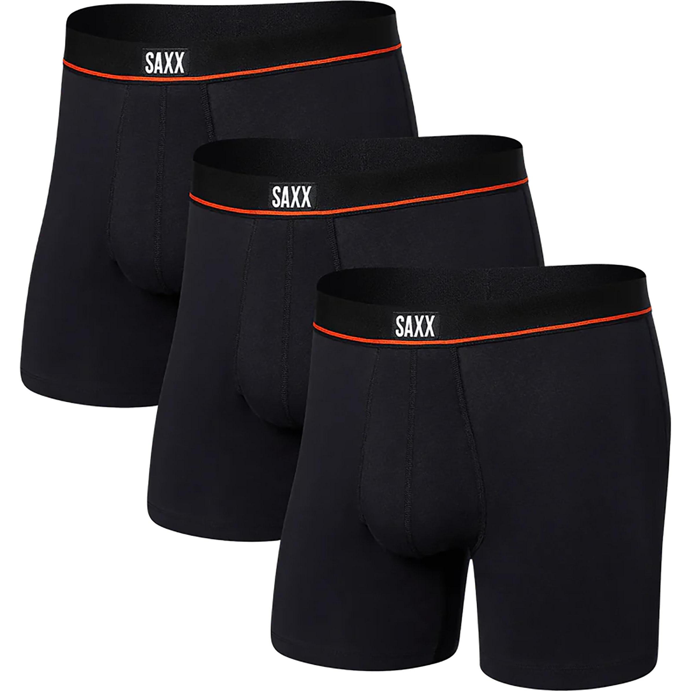 SAXX, Herren, Unterhosen, Non-Stop Stretch Cotton Boxer Brief, Schwarz, (S, 3er Pack)